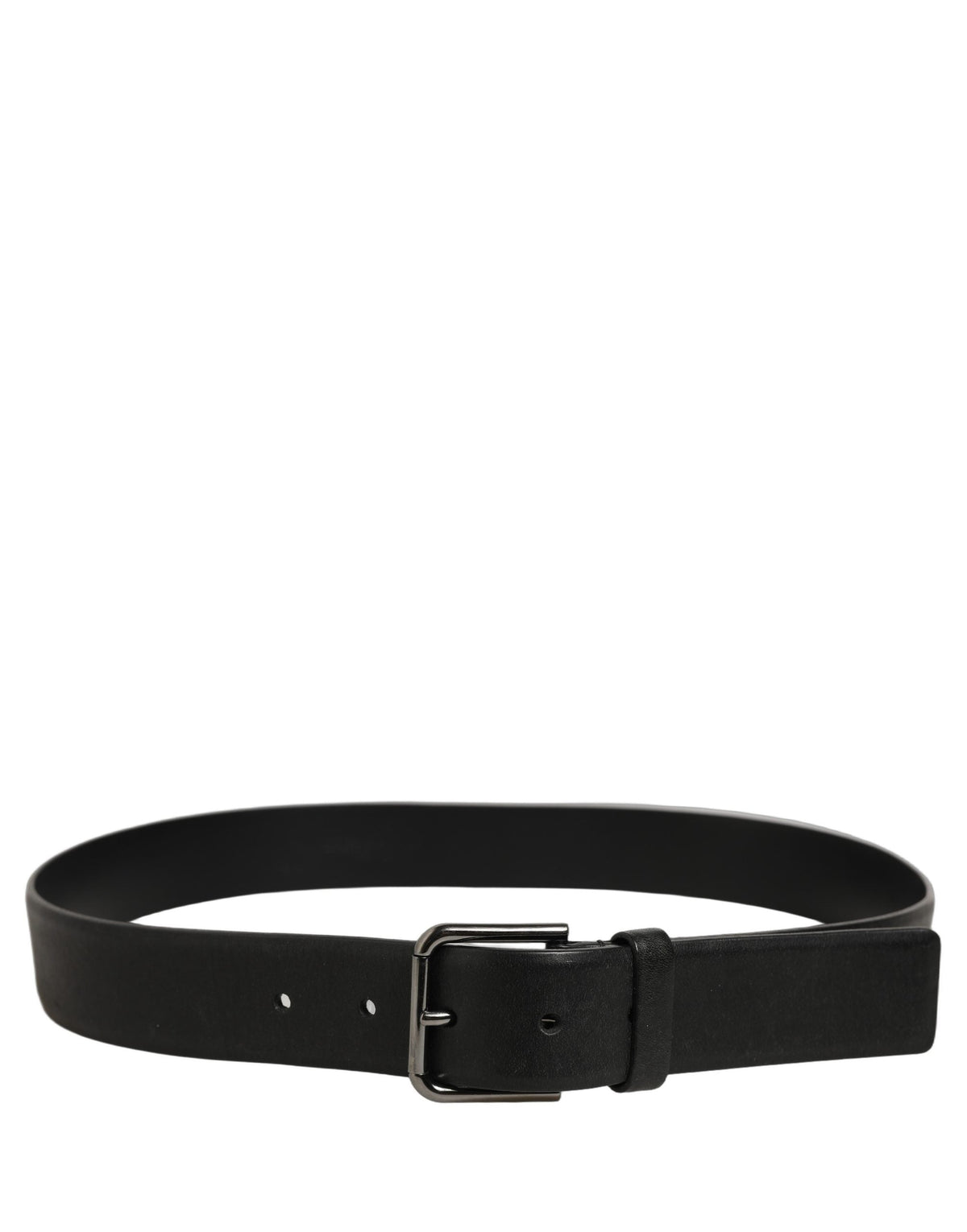 Dolce & Gabbana Black Calf Leather Classic Silver Buckle Belt