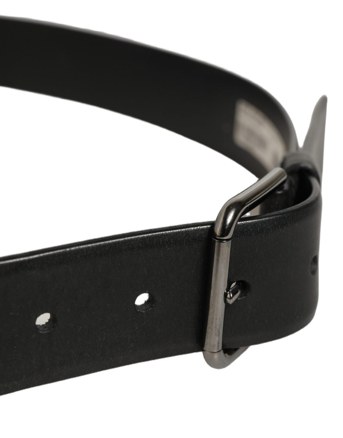 Dolce & Gabbana Black Calf Leather Classic Silver Buckle Belt