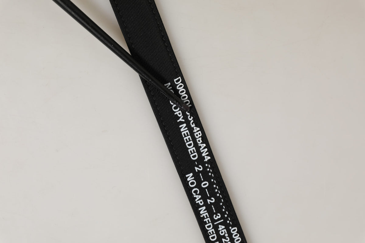 Dolce & Gabbana Black Fabric Leather Barcode Silver Buckle Belt