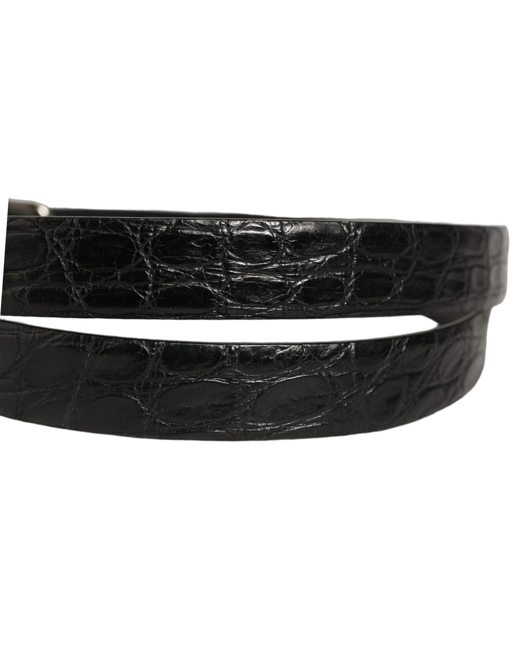 Dolce & Gabbana Black Leather Silver Metal Buckle Men Belt