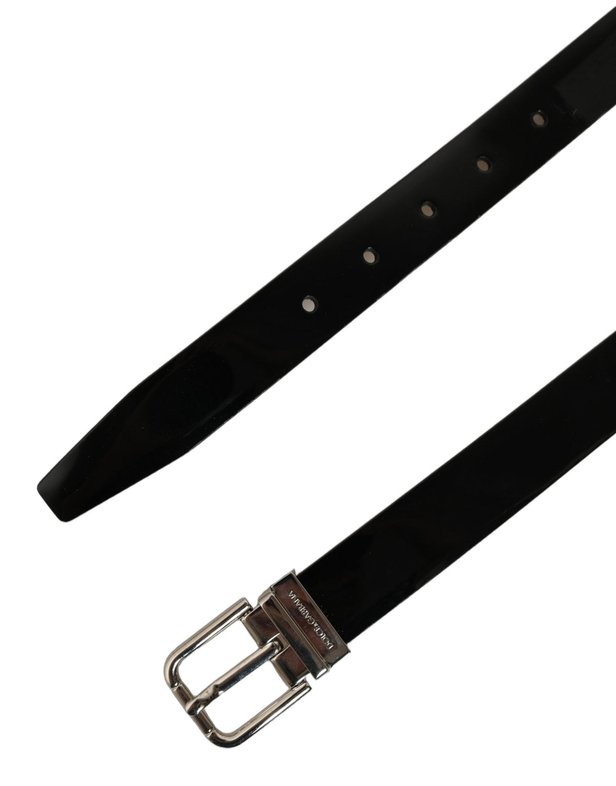 Dolce & Gabbana Black Classic Leather Silver Tone Buckle Belt
