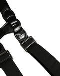 Dolce & Gabbana Black Adjustable Silver Metal Clips Suspenders