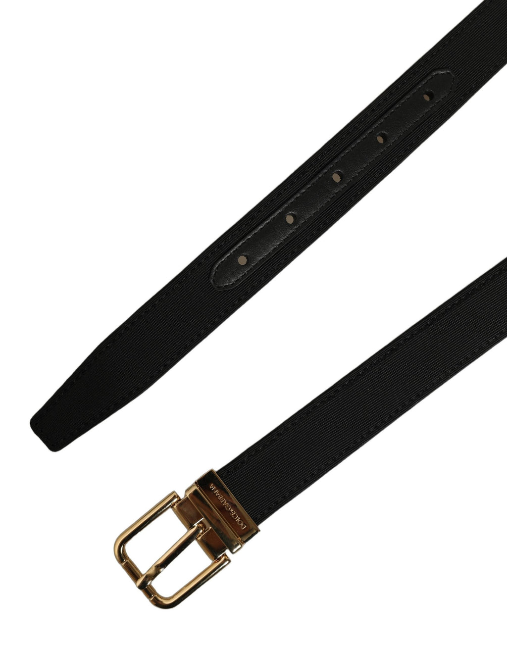 Dolce & Gabbana Black Canvas Leather Gold Metal Buckle Belt