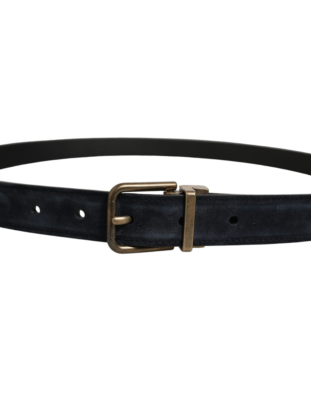 Dolce & Gabbana Men Black Leather Gold Tone Metal Buckle Belt