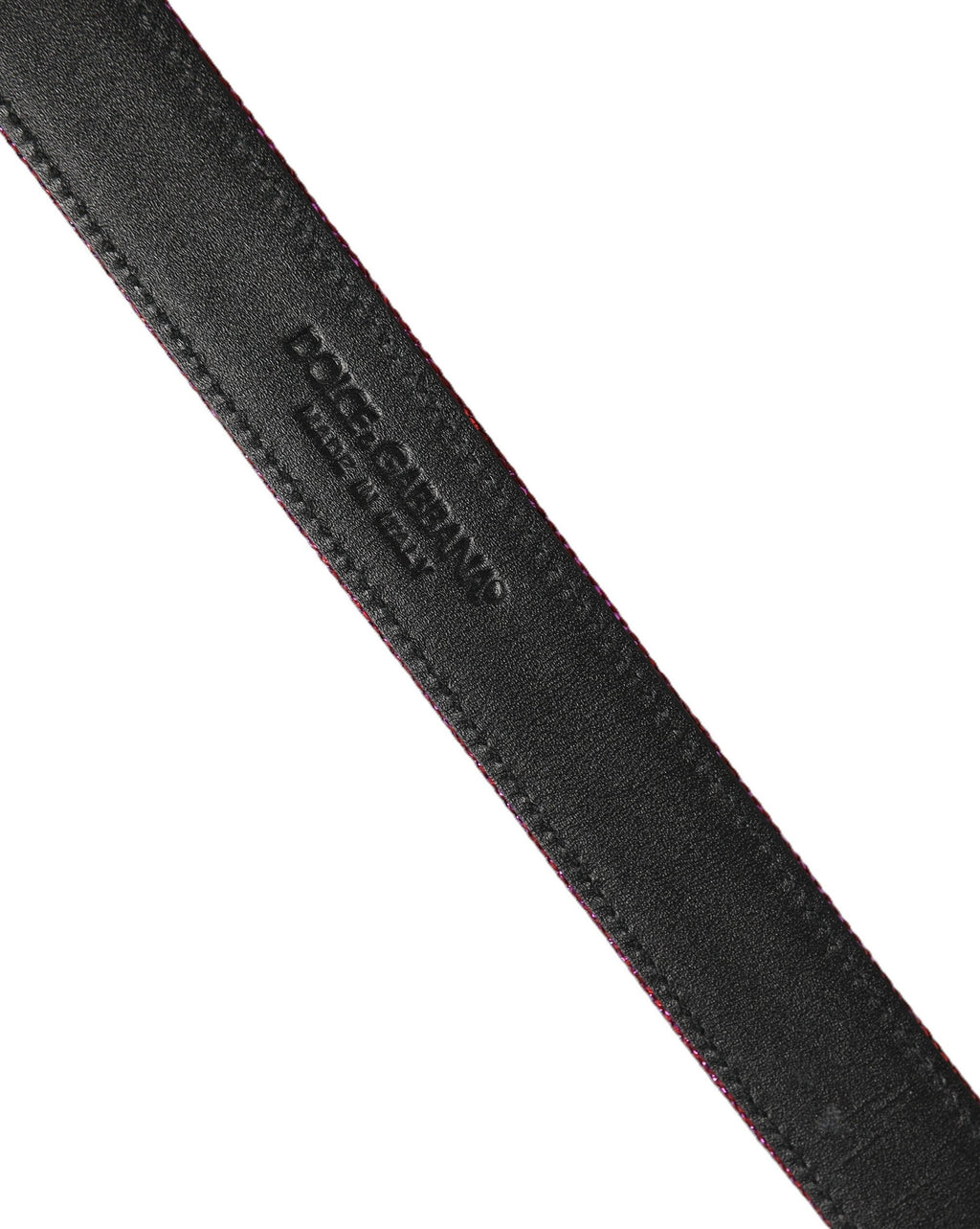 Dolce & Gabbana Men Fuchsia Glitter Silver Metal Buckle Belt