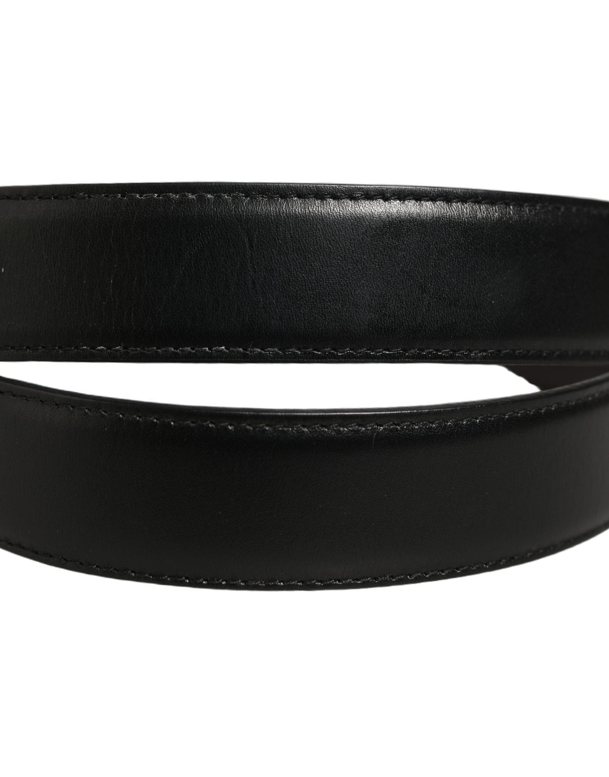 Dolce & Gabbana Black Classic Leather Silver Tone Buckle Belt