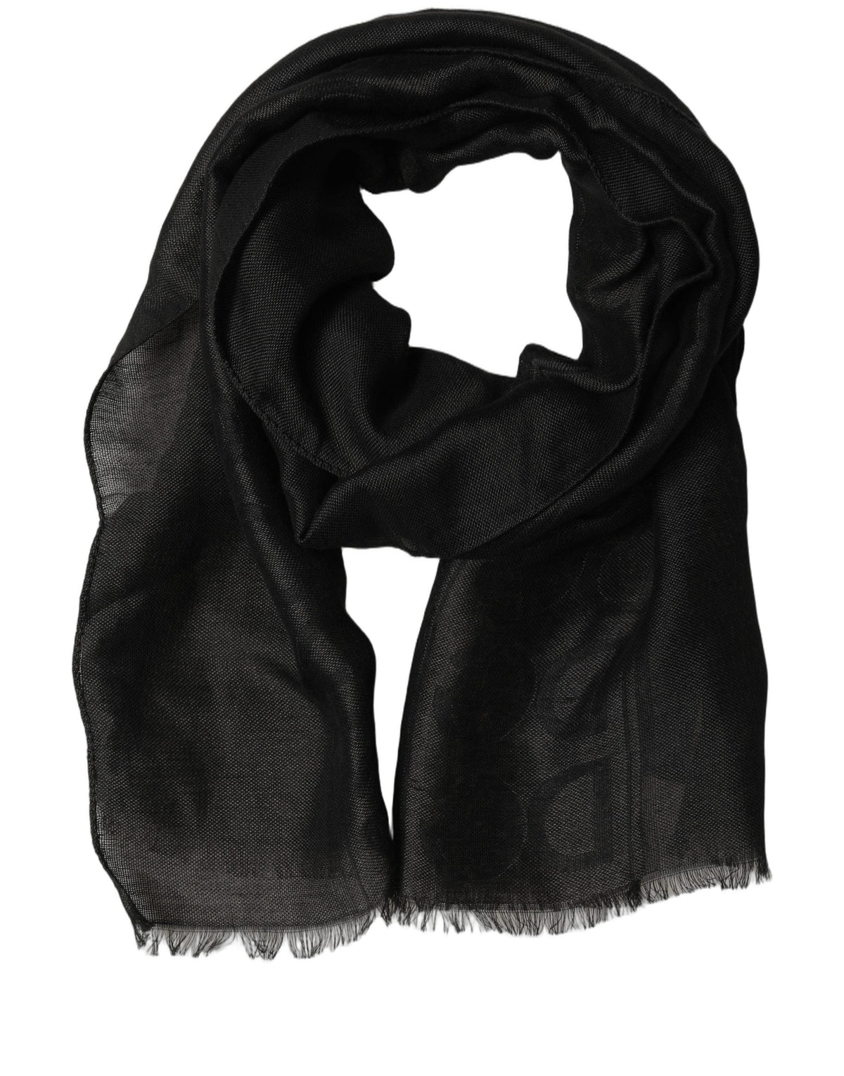 Dolce & Gabbana Black DG Logo Fringed Edge Lace Stole Scarf