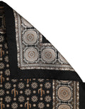 Dolce & Gabbana Black Cactus Silk Pocket Square Foulard Scarf
