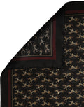 Dolce & Gabbana Black Horse Silk Pocket Square Foulard Scarf