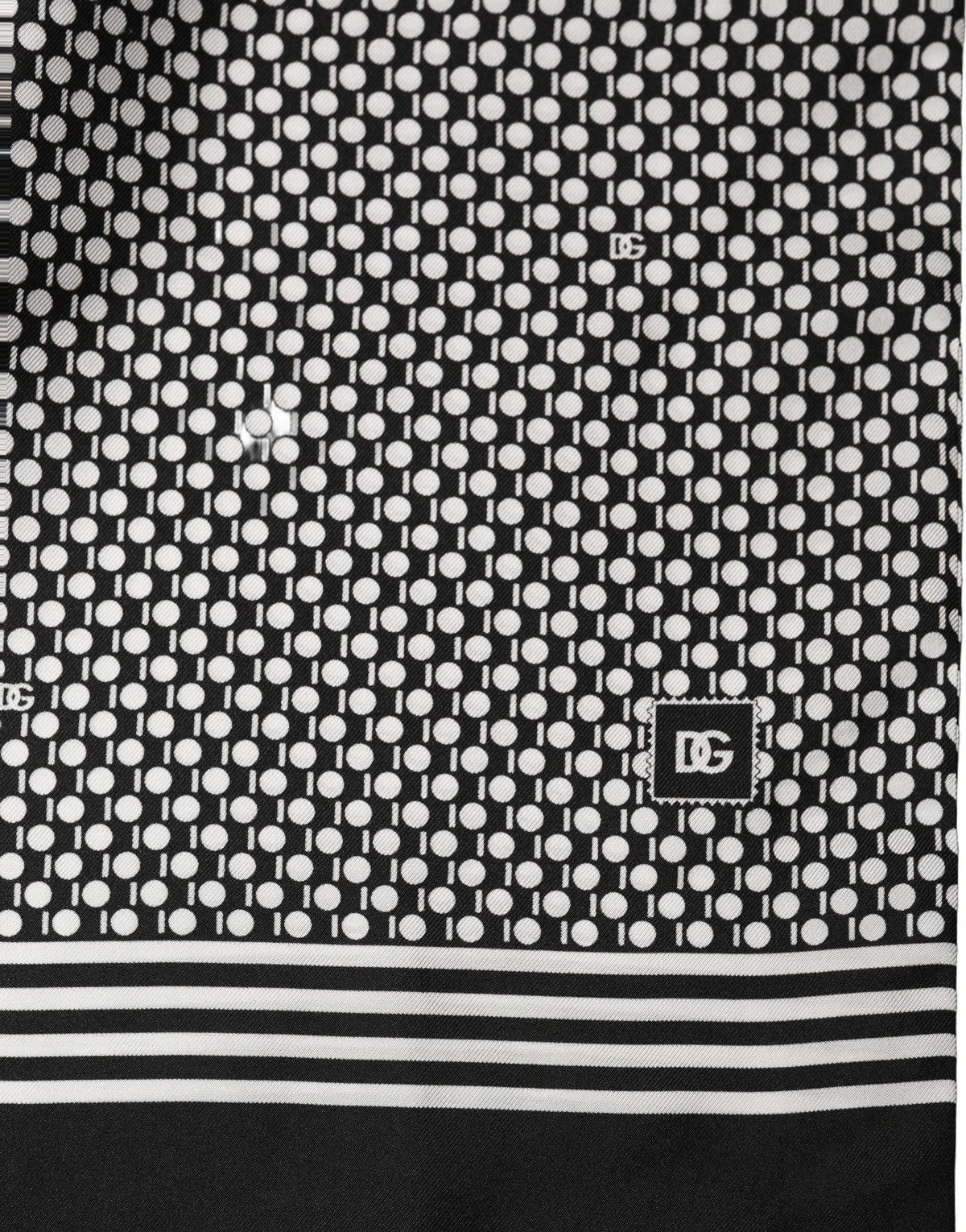 Dolce & Gabbana Black White Geometric Silk Neck Shawl Scarf