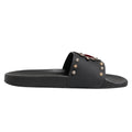 Dolce & Gabbana Black Heart Patch Rubber Calfskin Slippers Shoes