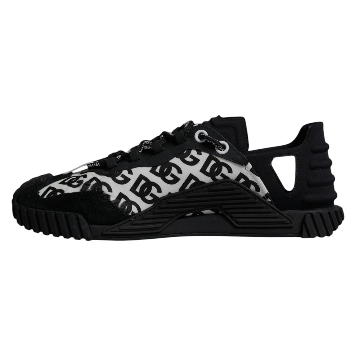 Dolce & Gabbana Black Logo Lace Up Low Top NS1 Sneakers Shoes