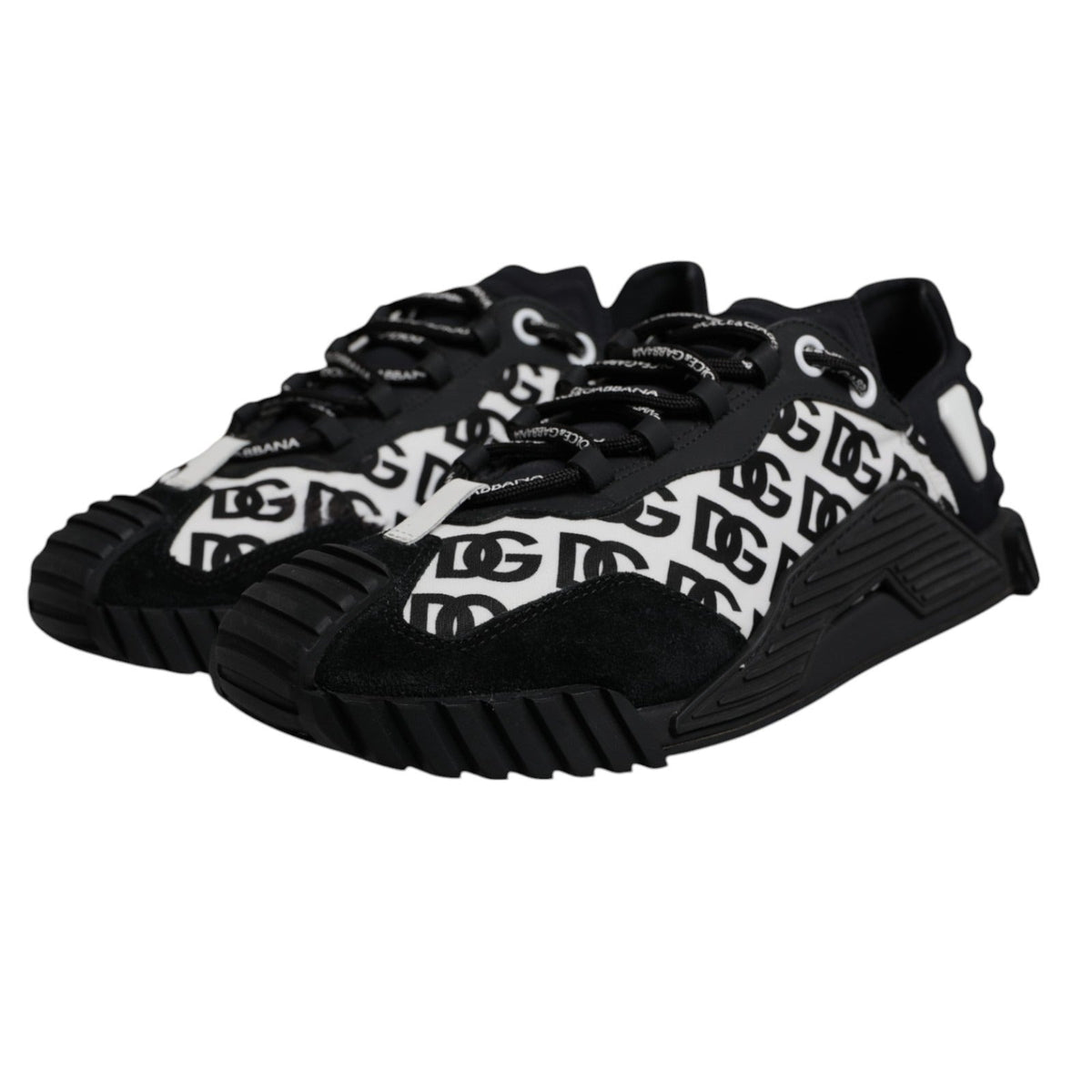 Dolce & Gabbana Black Logo Lace Up Low Top NS1 Sneakers Shoes
