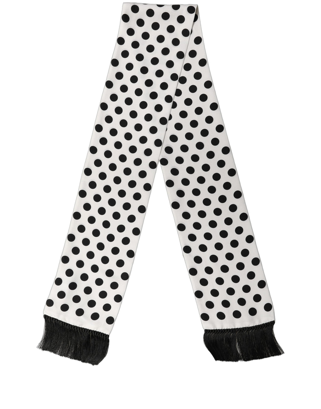 Dolce & Gabbana Black White Polka Dot Fringed Lace Stole Scarf