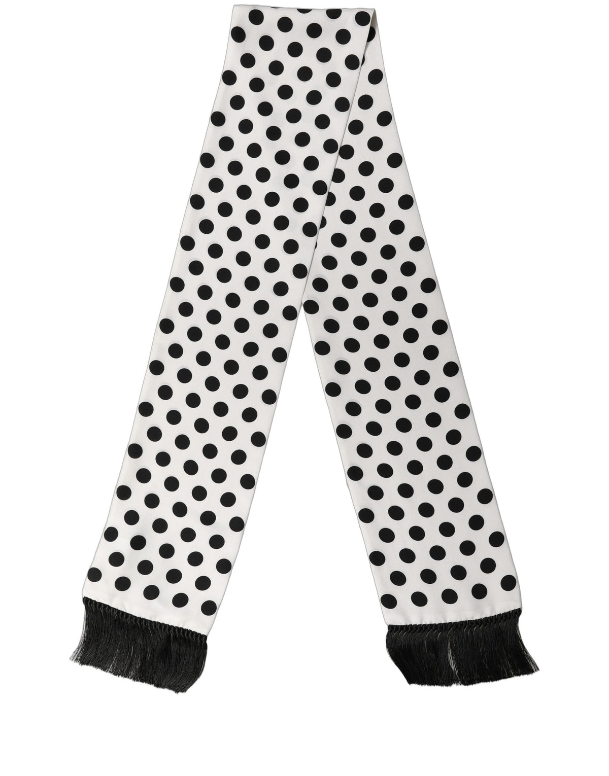 Dolce & Gabbana Black White Polka Dot Fringed Lace Stole Scarf