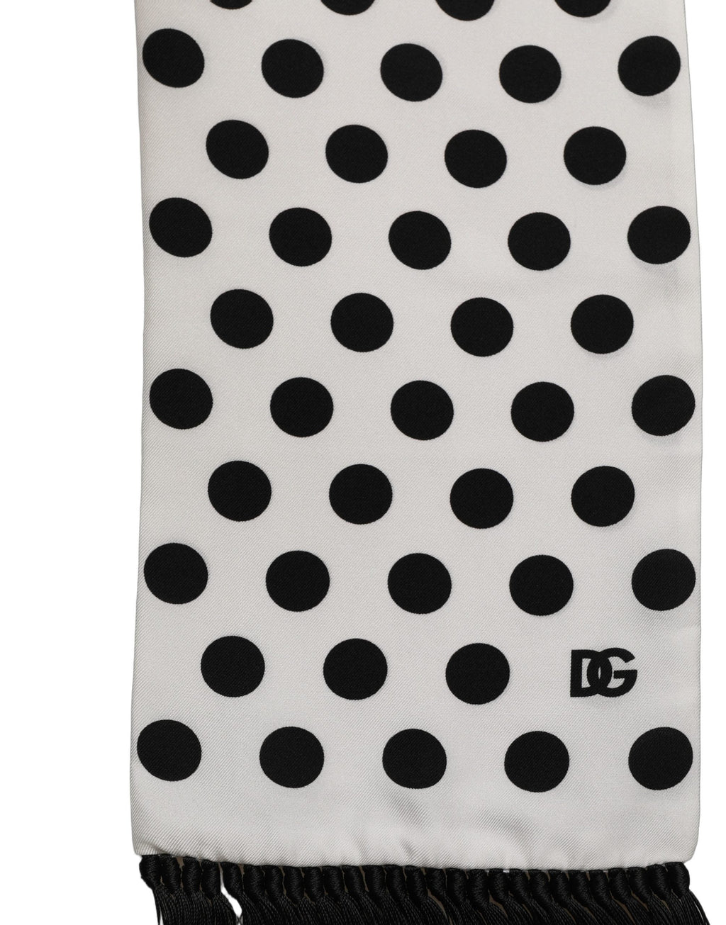 Dolce & Gabbana Black White Polka Dot Fringed Lace Stole Scarf