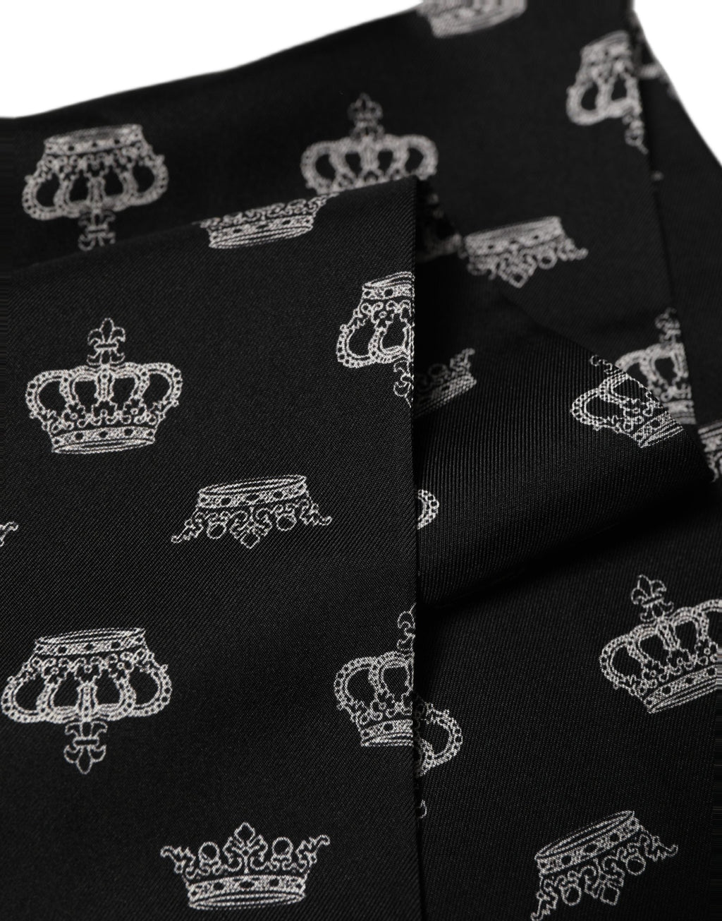 Dolce & Gabbana Black Silk Crown Fringed Neck Shawl Scarf