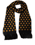 Dolce & Gabbana Men Black Orange Polka Dot Fringed Lace Stole Scarf