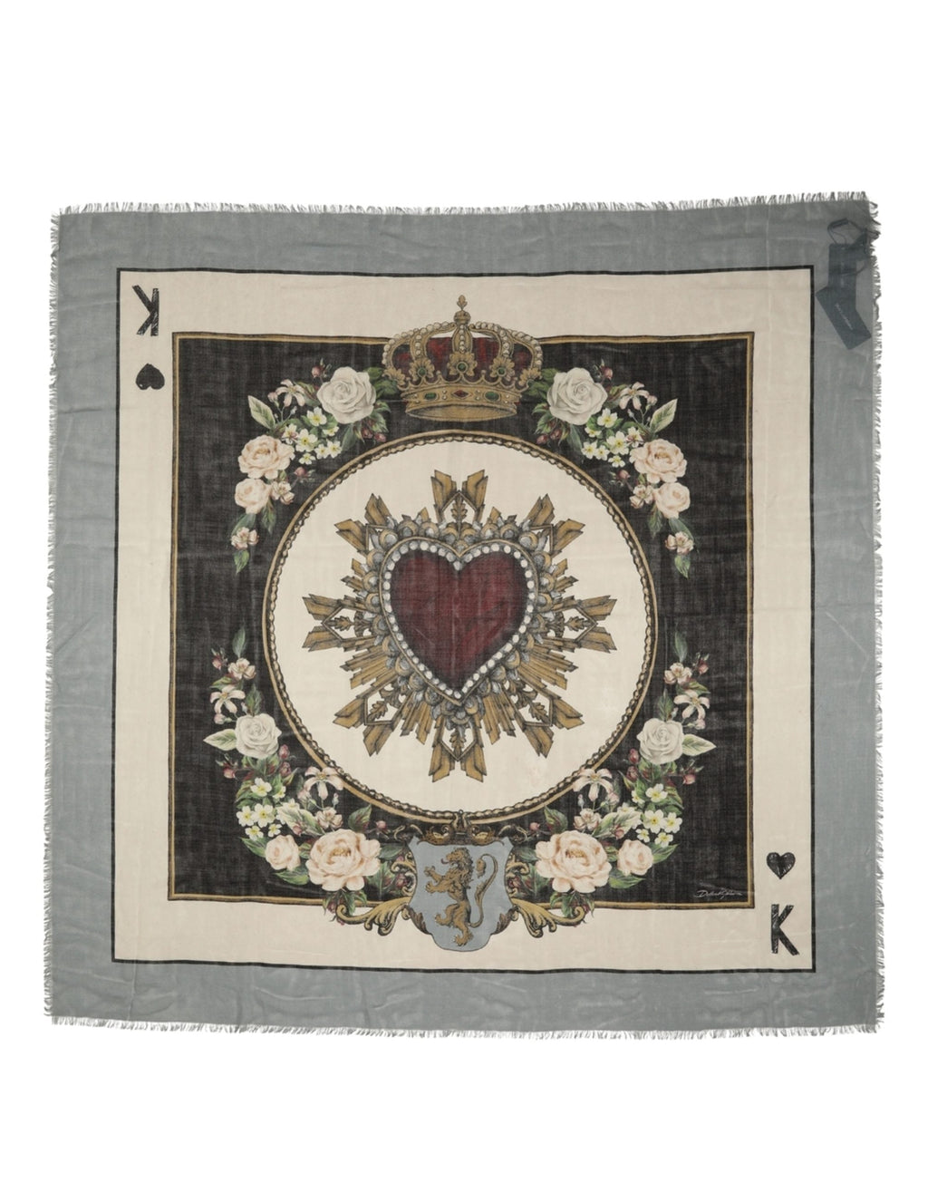 Dolce & Gabbana Men Multicolor King of Hearts Square Foulard Scarf