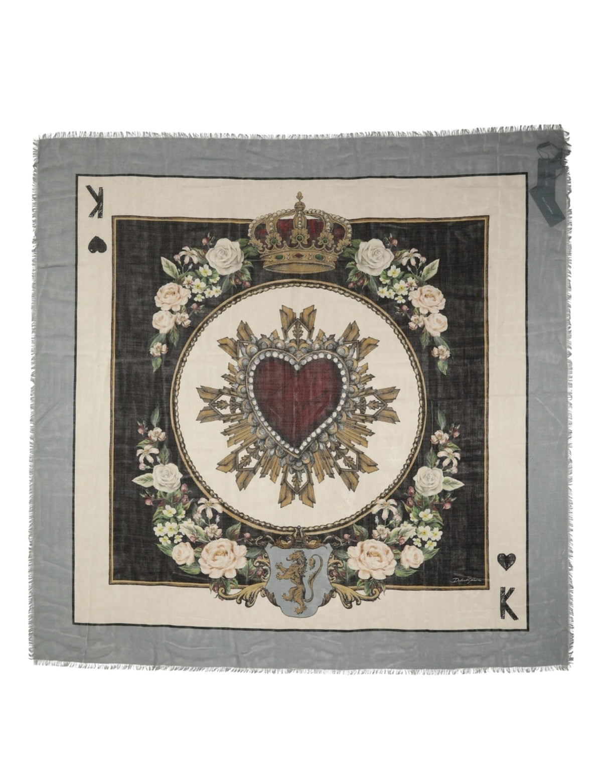 Dolce & Gabbana Men Multicolor King of Hearts Square Foulard Scarf