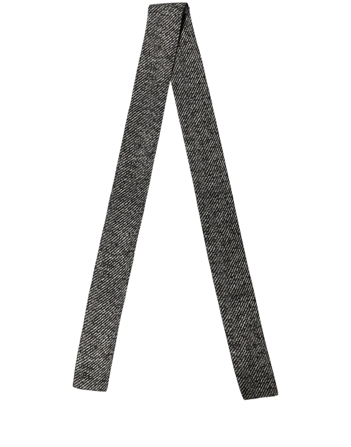 Dolce & Gabbana Black White Herringbone Tweed Shawl Scarf