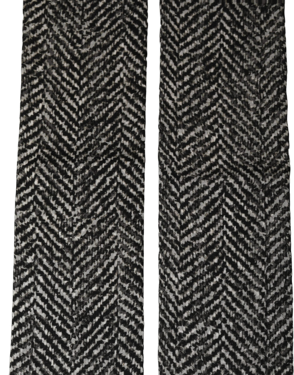 Dolce & Gabbana Black White Herringbone Tweed Shawl Scarf
