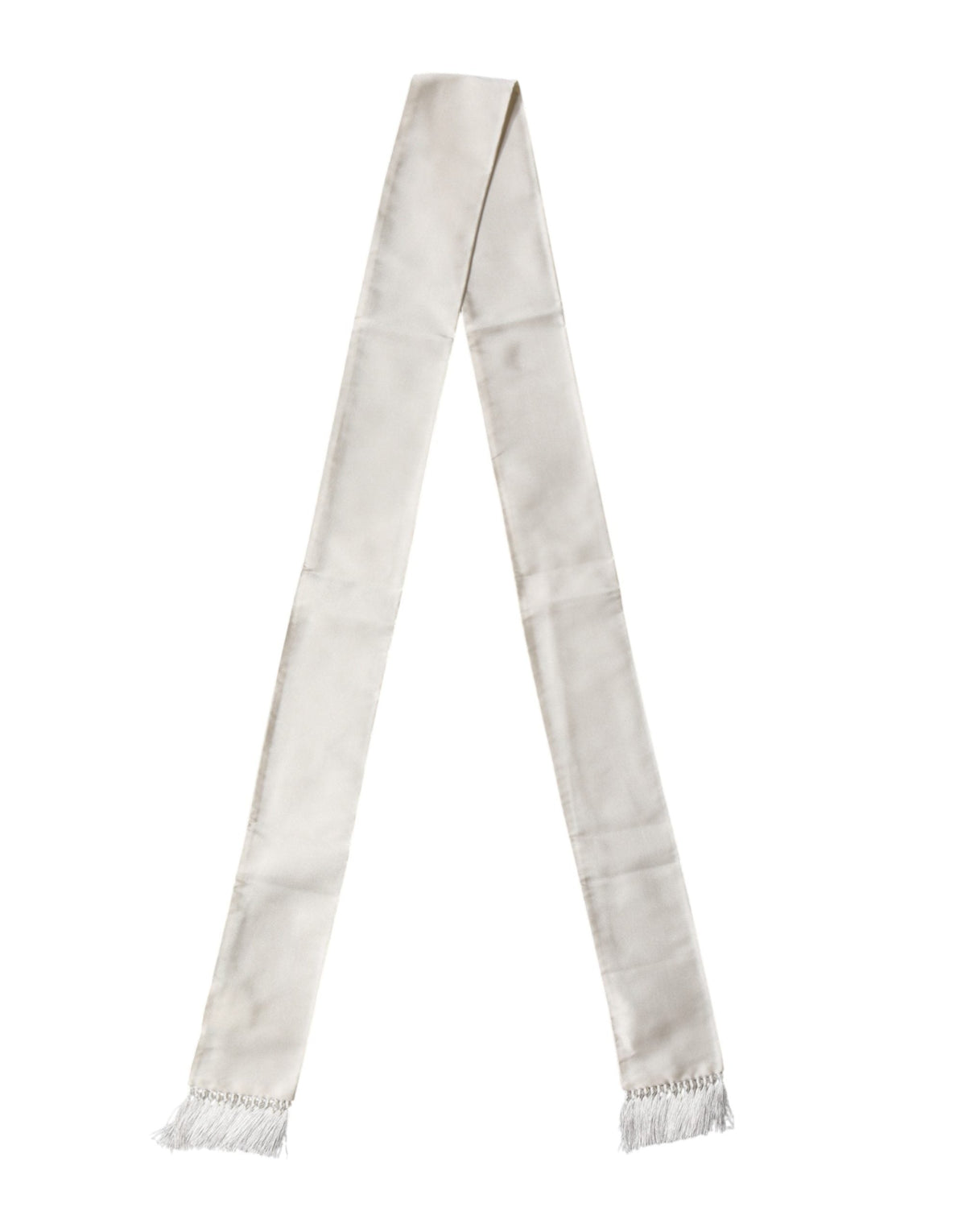 Dolce & Gabbana Men White Satin Silk Fringed Lace Stole Scarf