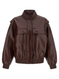 Twinset Brown Polyester Leather Jacket