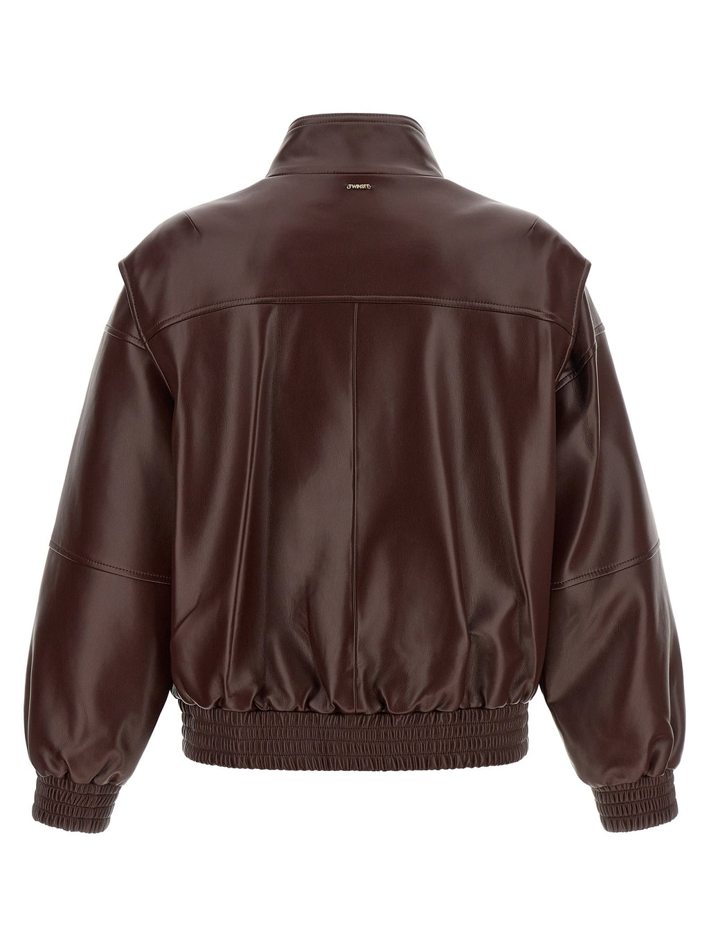 Twinset Brown Polyester Leather Jacket