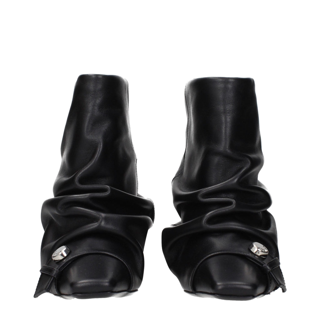 The Attico Black Leather Ankle Boots