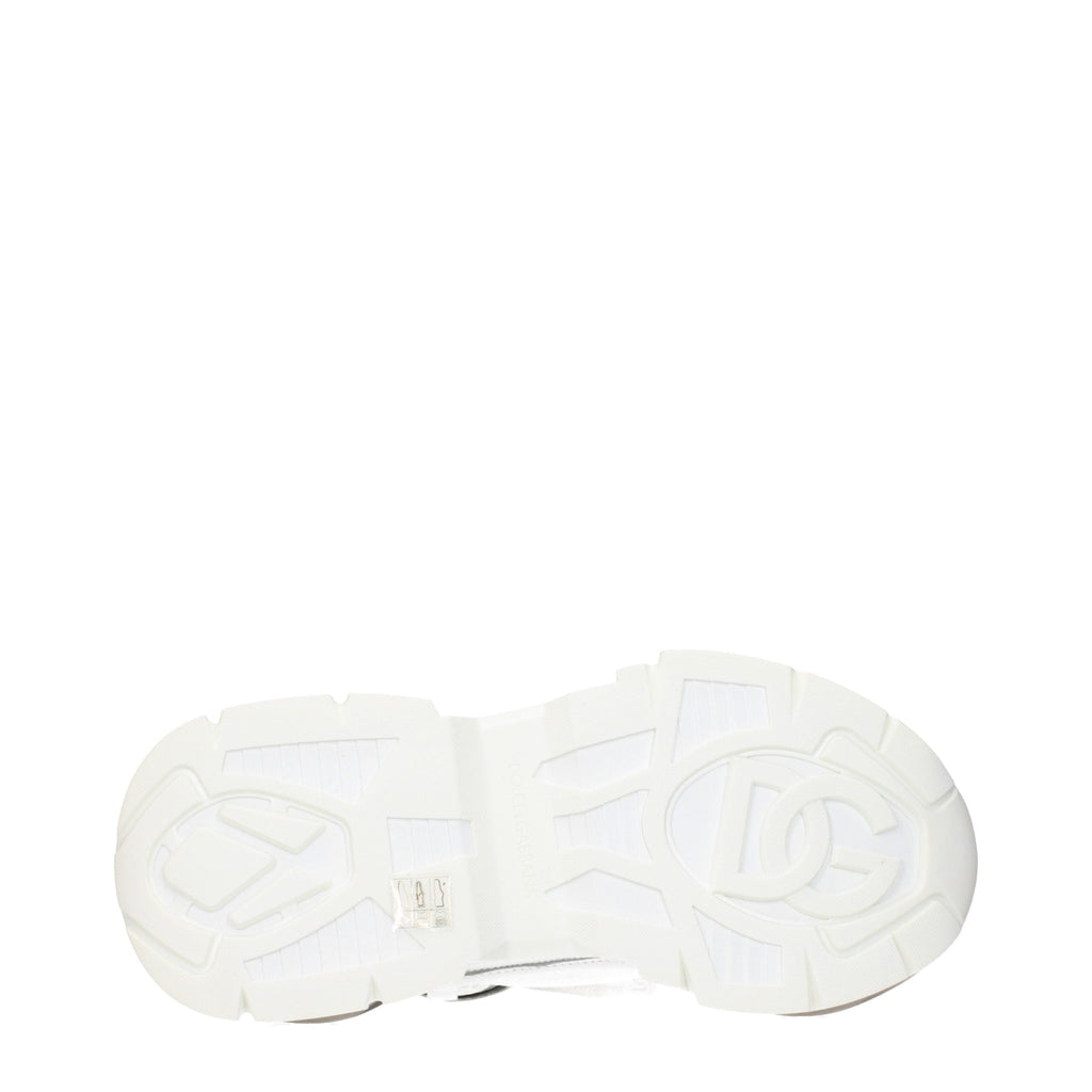 Dolce & Gabbana White Fabric Athletic Sneakers