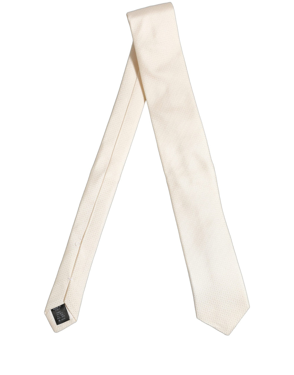 Dolce & Gabbana Men Off White Silk Textured Adjustable Tied Necktie Tie