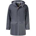 K-WAY Blue Polyester Men's Jacket with Hood and Pockets