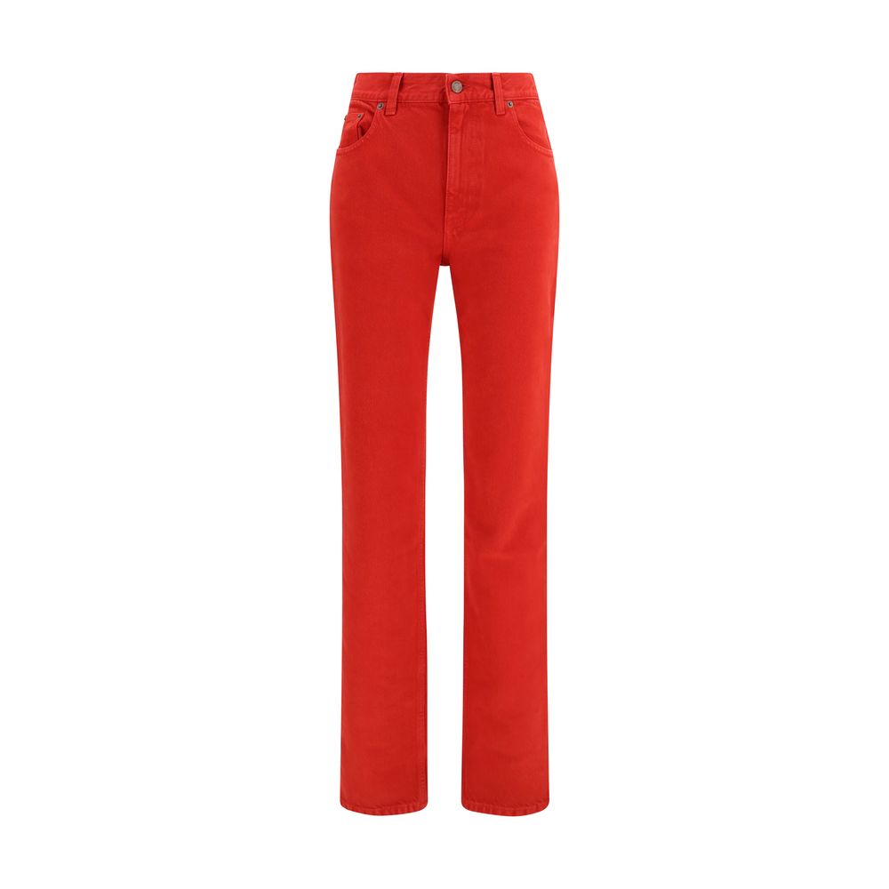 Chloé Red Cotton Straight-Leg Jeans