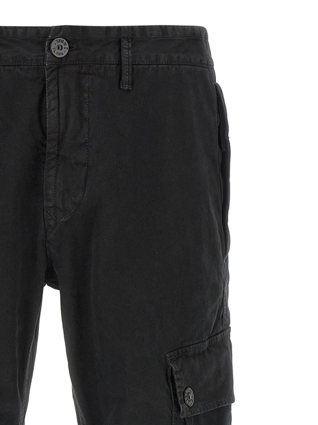 Stone Island Black Cotton Cargo Pants
