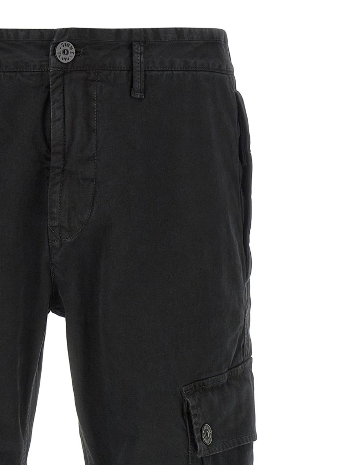 Stone Island Black Cotton Cargo Pants