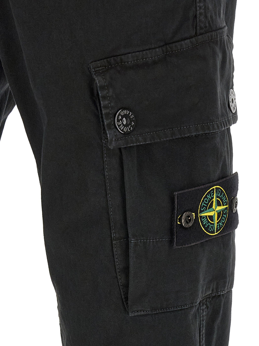 Stone Island Black Cotton Cargo Pants