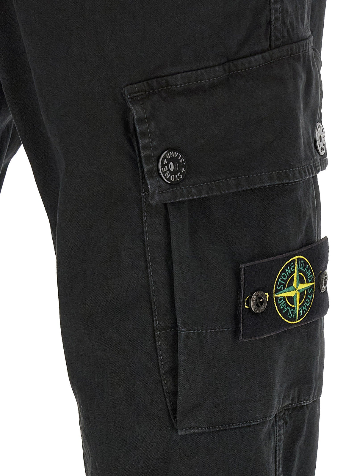 Stone Island Black Cotton Cargo Pants