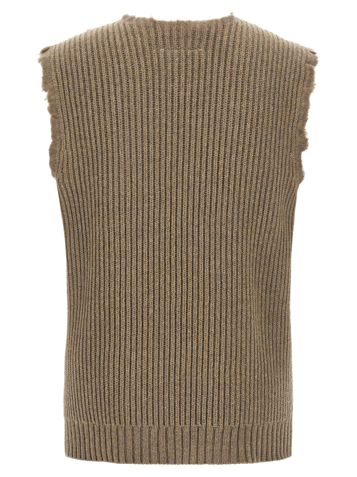 MM6 Maison Margiela Beige Wool Sleeveles Sweater