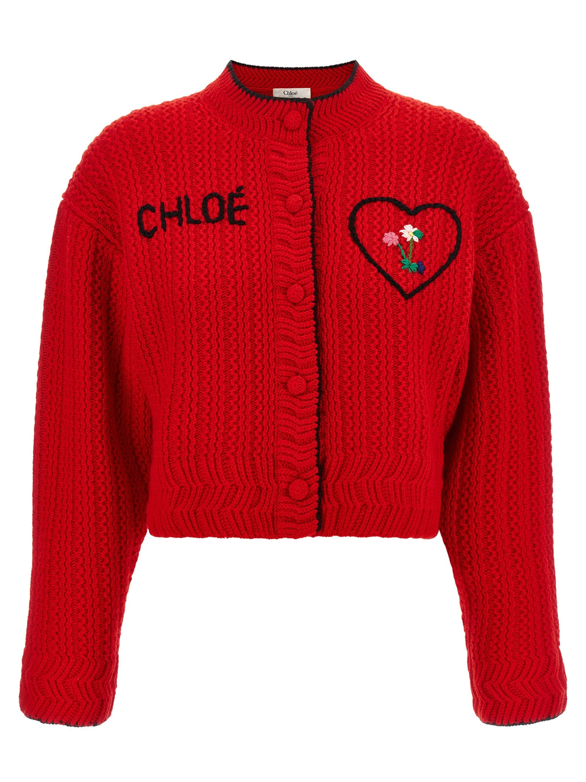 Chloé Red Wool Cardigan