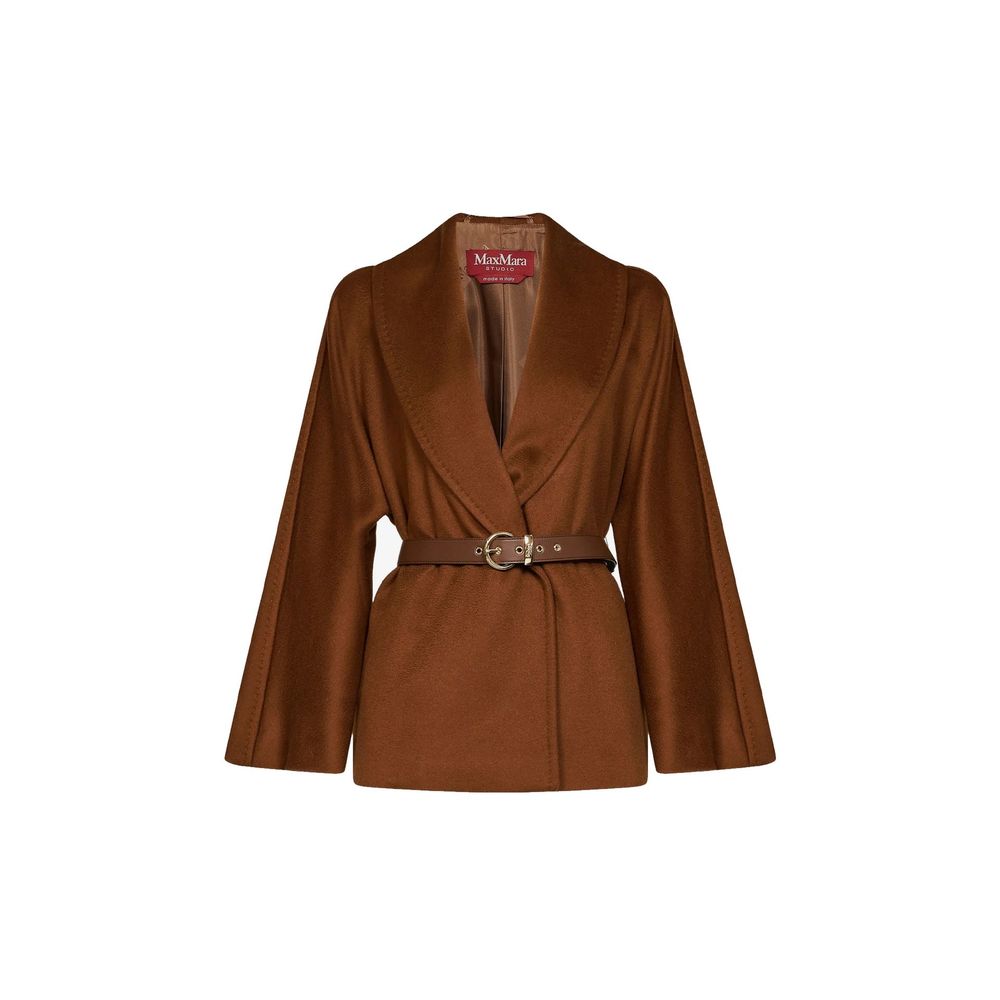Max Mara Brown Virgin Wool Full-Length Jacket