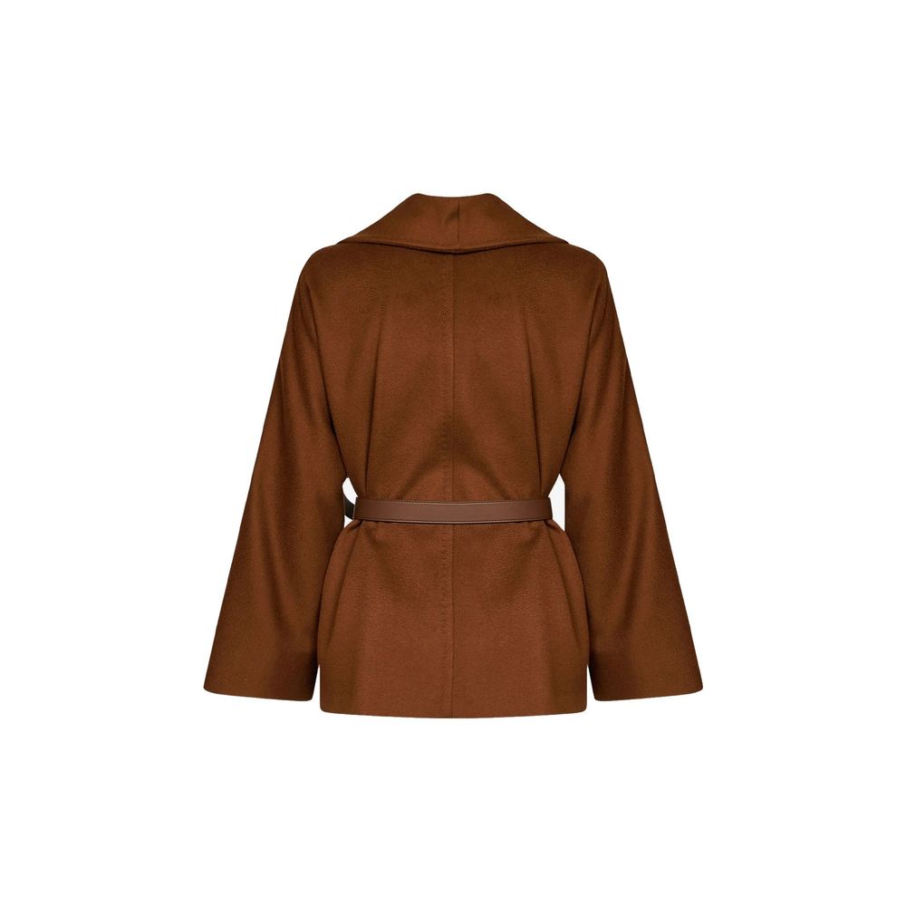 Max Mara Brown Virgin Wool Full-Length Jacket