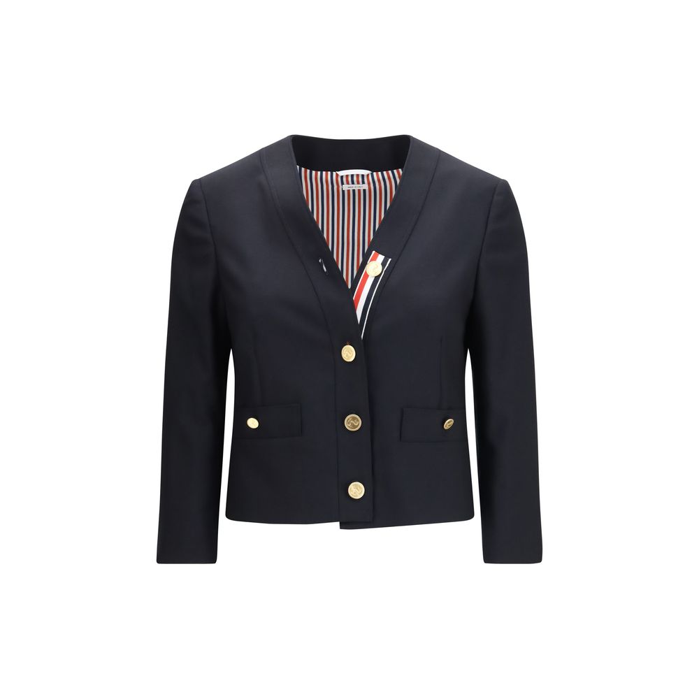 Thom Browne Blue Wool Oves Aries Biker Jacket