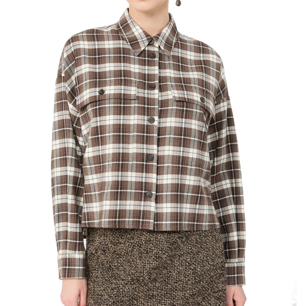 Max Mara Brown Cotton Dress Shirt