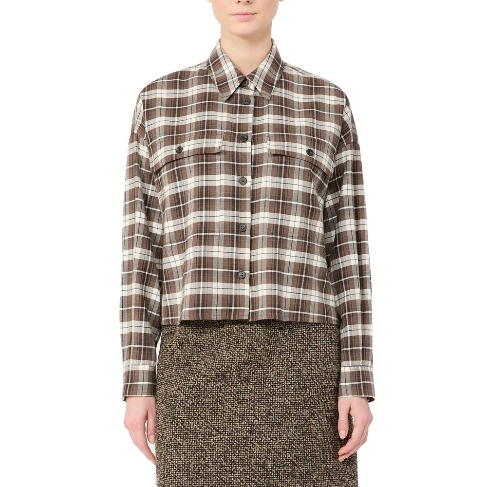 Max Mara Brown Cotton Dress Shirt