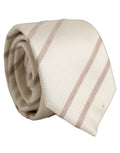 Dolce & Gabbana Men Off White Silk Stripes Adjustable Tied Necktie Tie