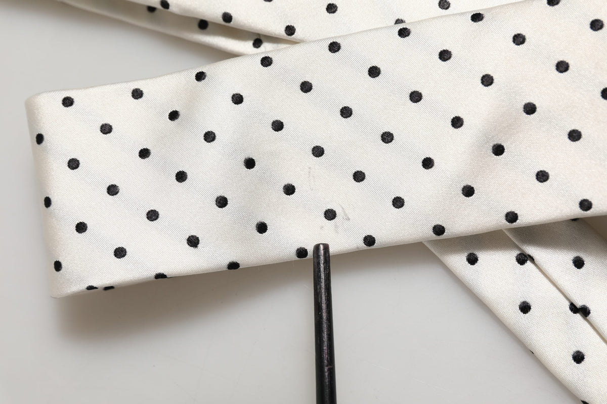 Dolce & Gabbana Men White Silk Polka Dot Adjustable Tied Necktie Tie