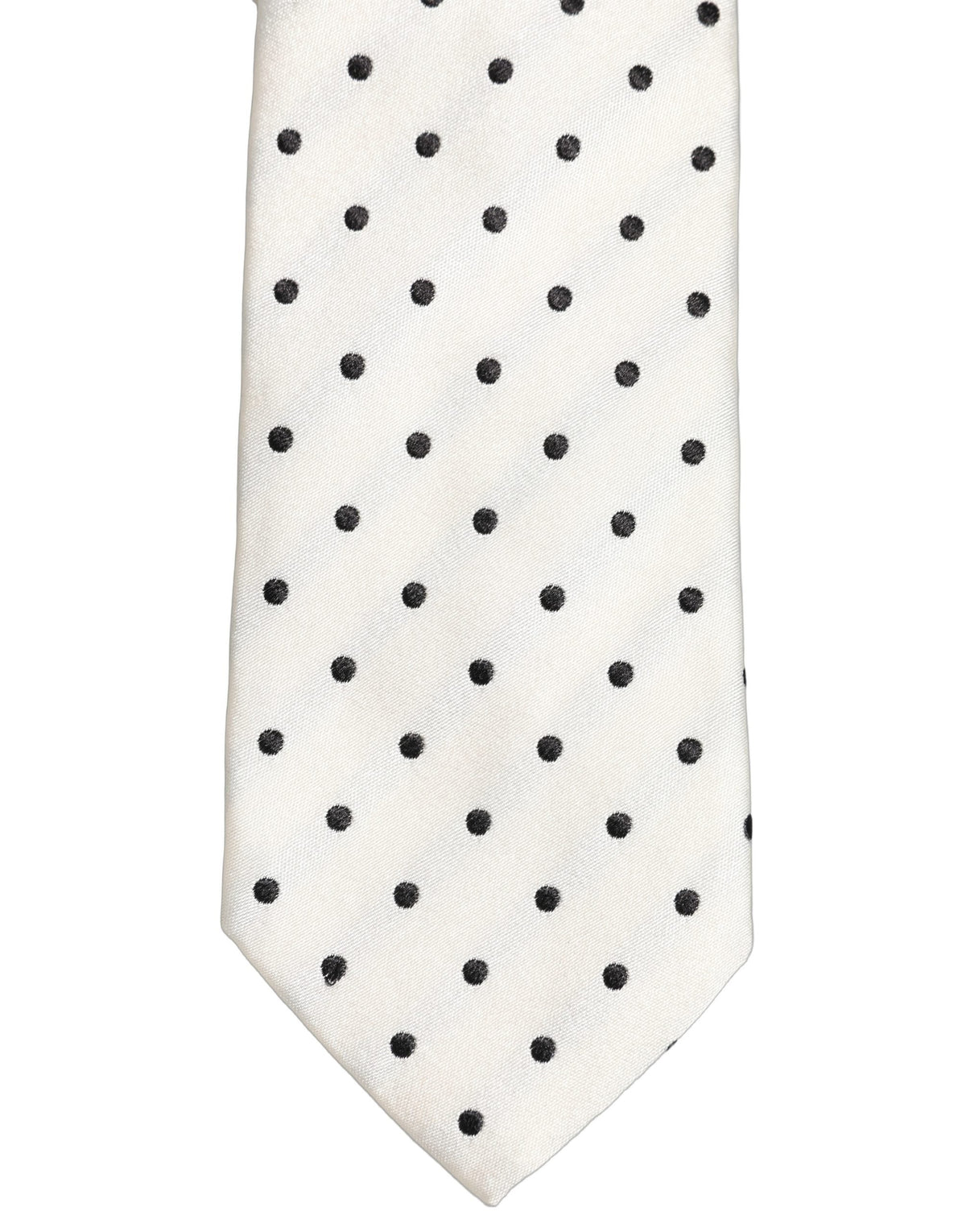 Dolce & Gabbana Men White Silk Polka Dot Adjustable Tied Necktie Tie