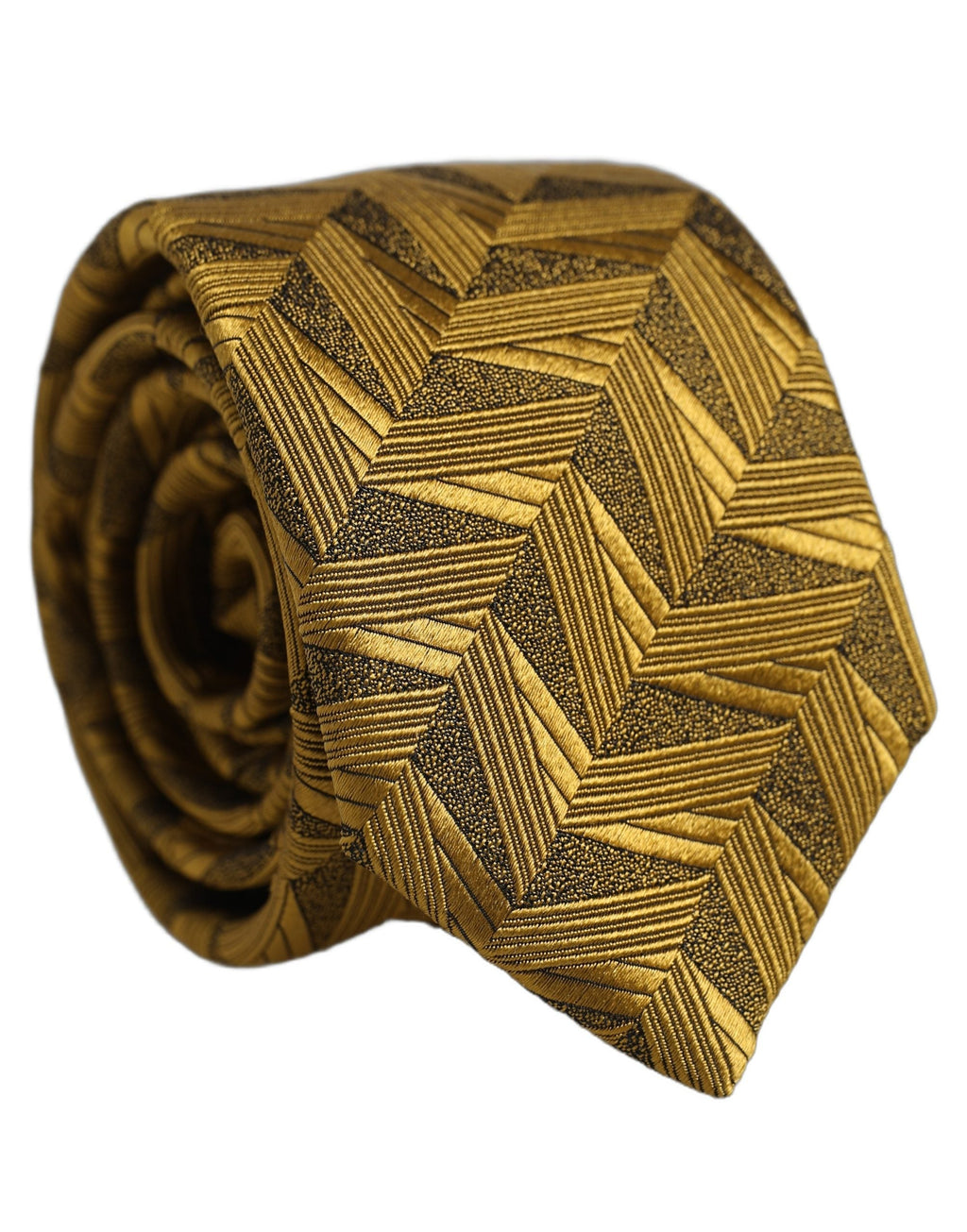 Dolce & Gabbana Men Gold Silk Woven Patterned Adjustable Tied Necktie Tie