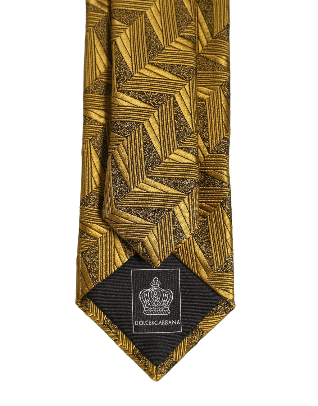 Dolce & Gabbana Men Gold Silk Woven Patterned Adjustable Tied Necktie Tie